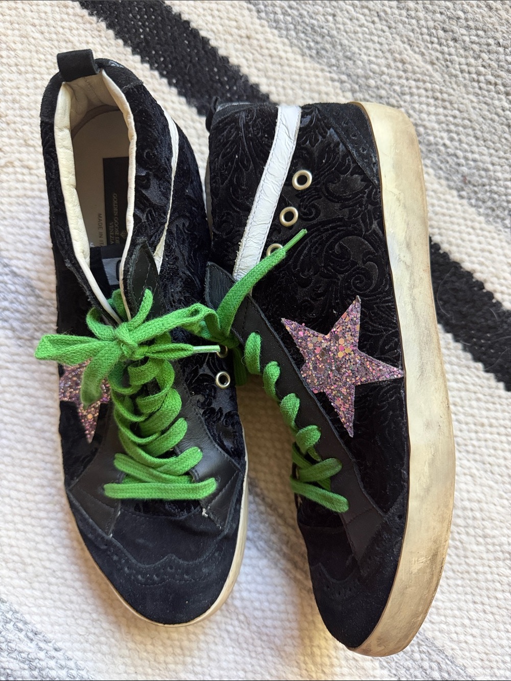 Golden Goose Suede Velvet Jacquard Mid Glitter Star Sneaker